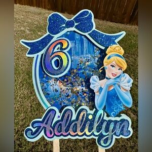 Personalized Princess Themed Cake Topper Glitter Shaker